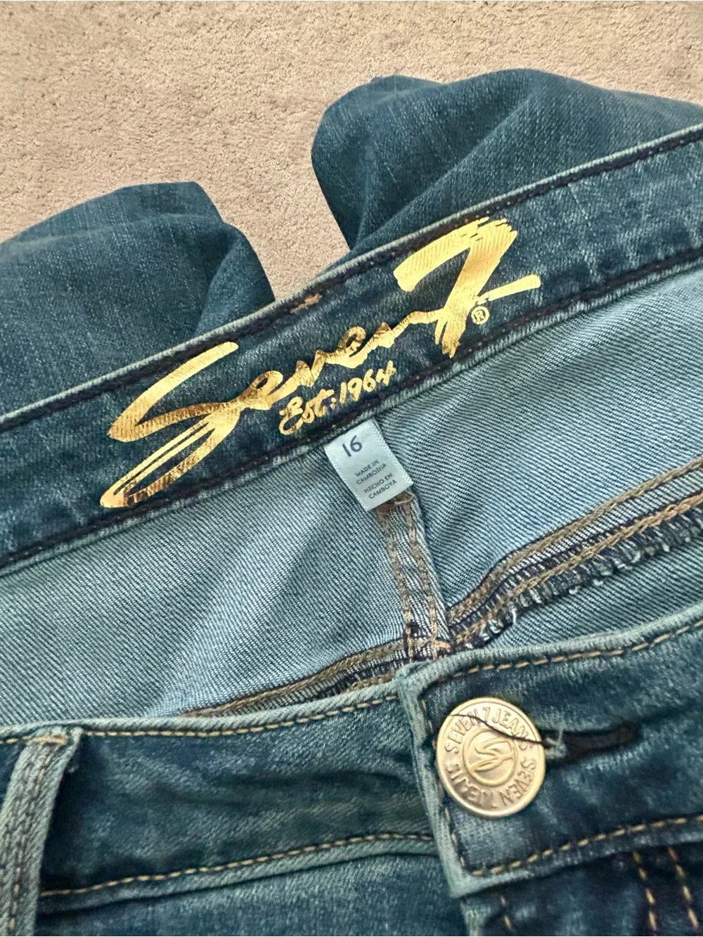 Seven7 Women's Dark Blue Straight Leg Jeans